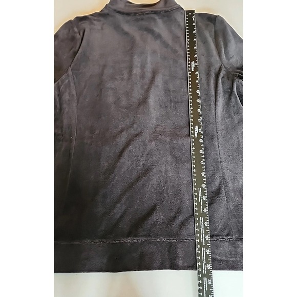 VTG Talbots Womens Velour Jacket M Black Zip 90s Y2K Minimalist Athleisure Cozy - Picture 8 of 10